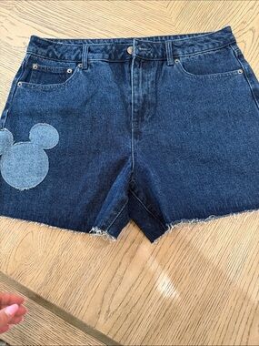 Women's Dark Blue Denim Shorts with Patch Detail